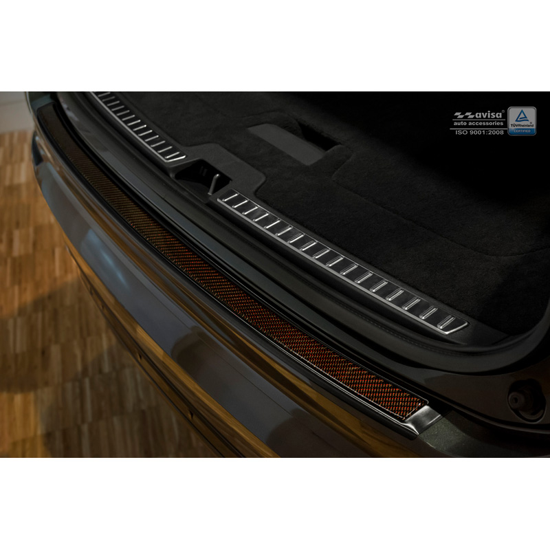 RVS Achterbumperprotector 'Deluxe'  Volvo XC90 2015-2019 & alle Facelift modellen Zwart/Rood-Zwart Carbon