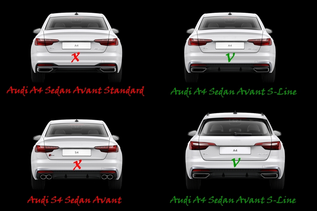 Diffuser Audi A4 B9 8W FL S-Line 2020- S4 Look Glans Zwart