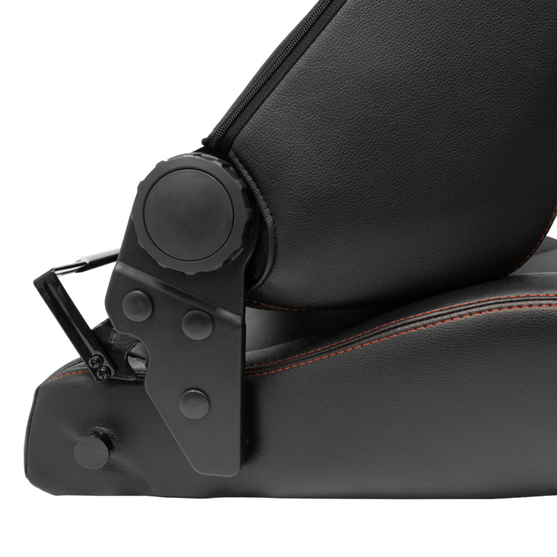 Sportstoel 'VGR' - Zwart Kunstleder + Donkergrijs Stof/Suede + Rode stiksels - Dubbelzijdig verstelbare rugleuning - incl. sledes