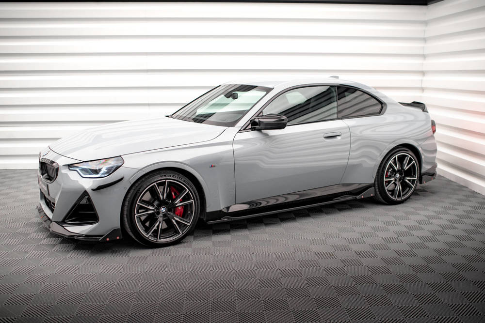 Zijskirts V.2 met Canards BMW 2 Serie G42 Coupe M Pakket & M240i Maxton Glans Zwart