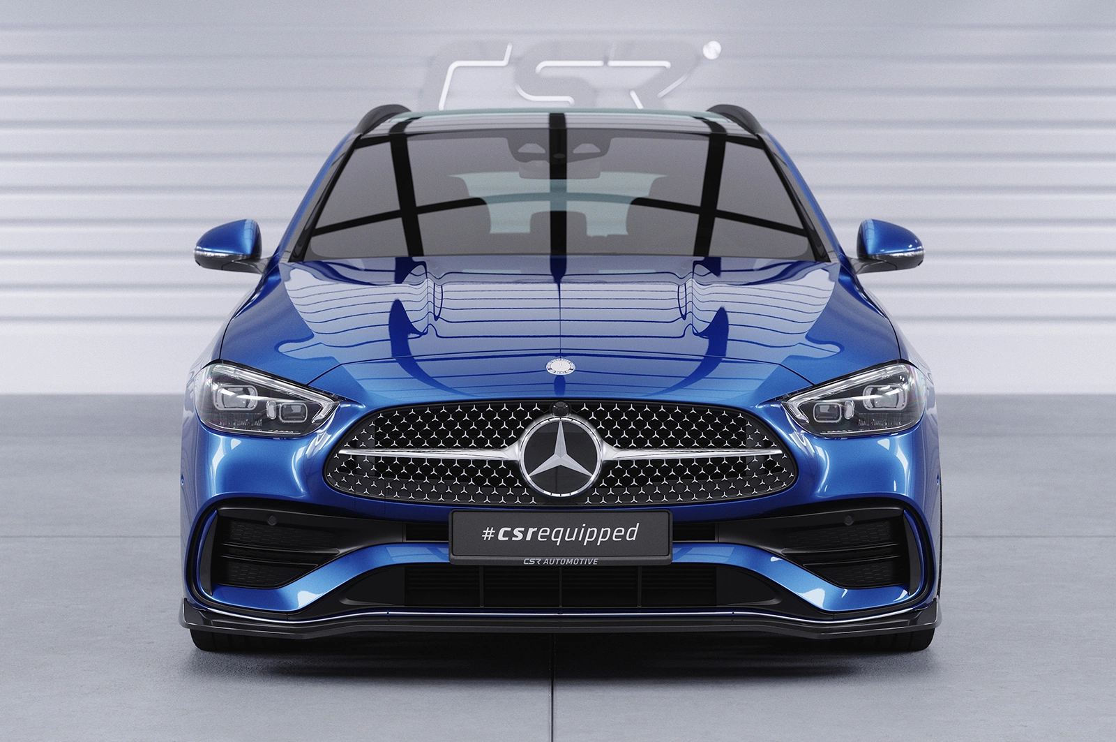 Voorspoiler Mercedes-Benz C-Klasse W206 / S206 AMG-Line 06/2021- Glans Zwart CSR