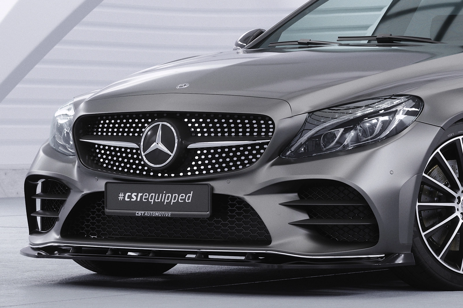 Voorspoiler Mercedes-Benz C-Klasse W205 AMG-Line Glans Zwart (03/2018–2021) CSR
