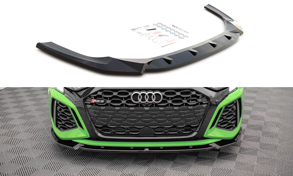 Voorspoiler V.1 Audi RS3 8Y Maxton Glans Zwart