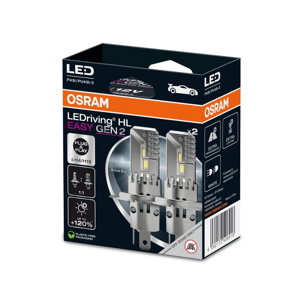OSRAM LEDriving HL EASY Gen2 H4 / H19 LED Lampen 12V 6500K