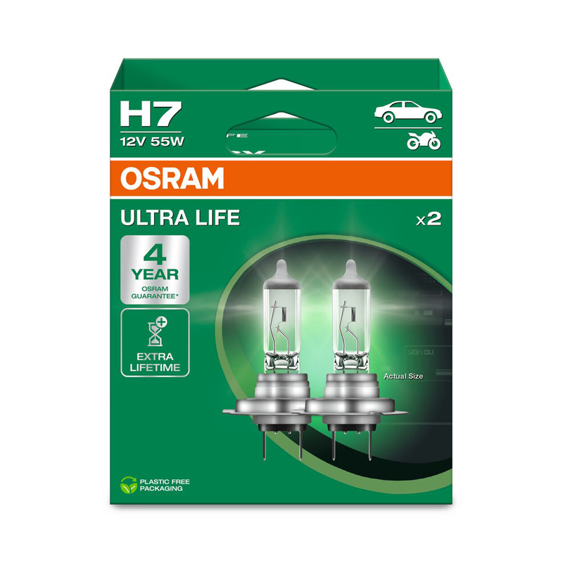 Osram Ultra Life Halogeen lampen - H7 - 12V/55W - set à 2 stuks