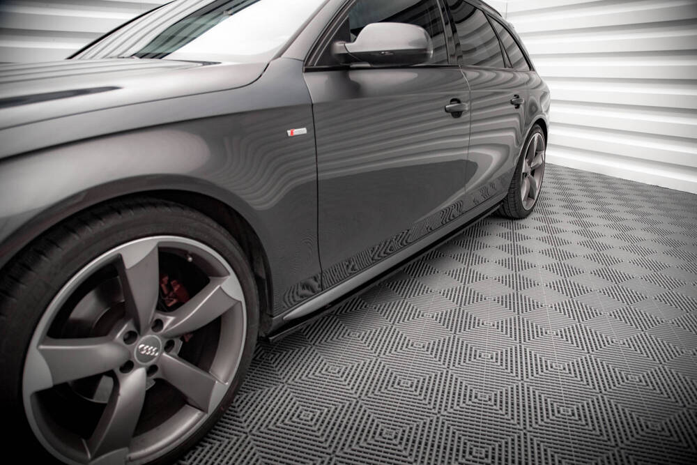 Zijskirts Audi A4 S-Line / S4 B8 FL Maxton Glans Zwart