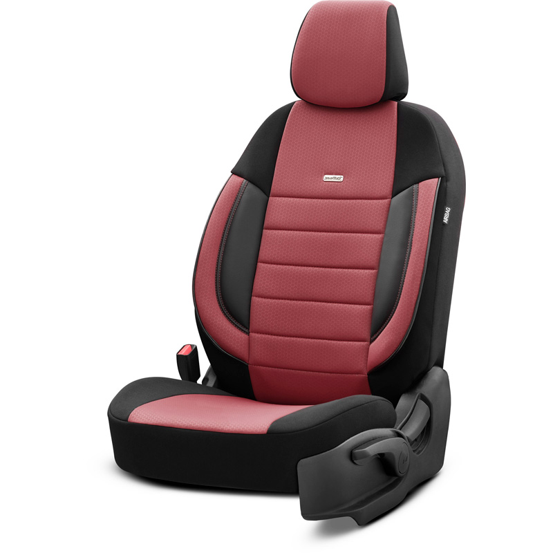 otoM Universele Stoffen Stoelhoezenset 'SelectedFit Pro' Zwart/Maroon - 11-delig - geschikt voor Side-Airbags