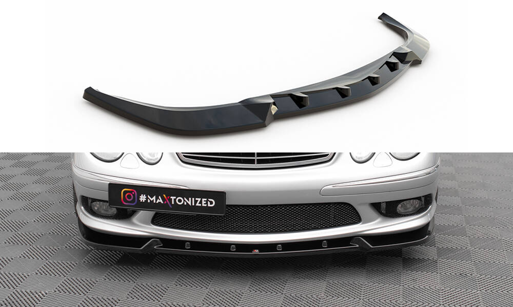 Voorspoiler Mercedes E55 AMG W211 Maxton Glans Zwart