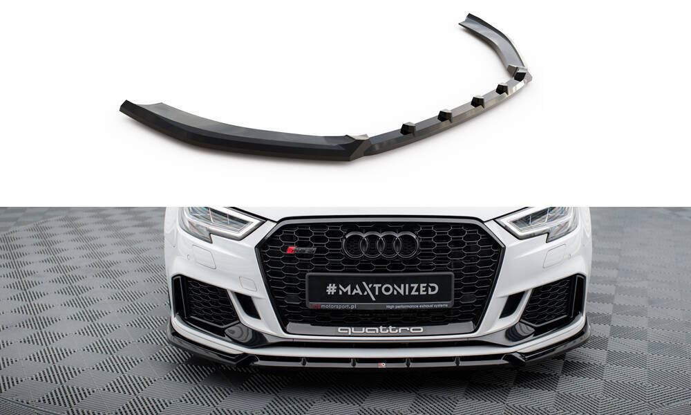 Voor Spoiler V.3 Audi RS3 8V FL Sedan Glanzend Zwart