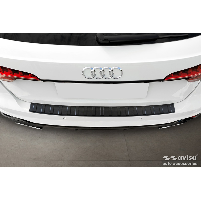 Matzwart RVS Achterbumperprotector  Audi A4 Avant S-Line 2015-2019 & Facelift 2019- 'Ribs'