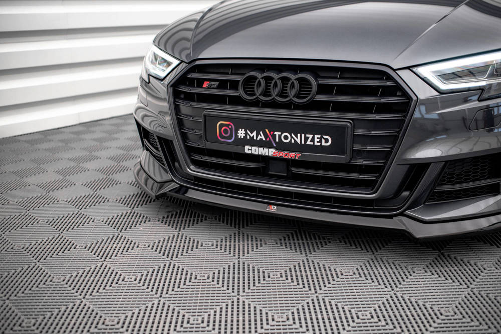 Voorspoiler V.3 Audi S3 Sportback 8V FL Maxton Glans Zwart