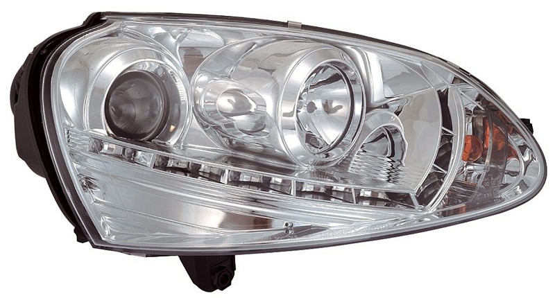 Faros VW Golf V 03- + HID cromo con echte led DRL