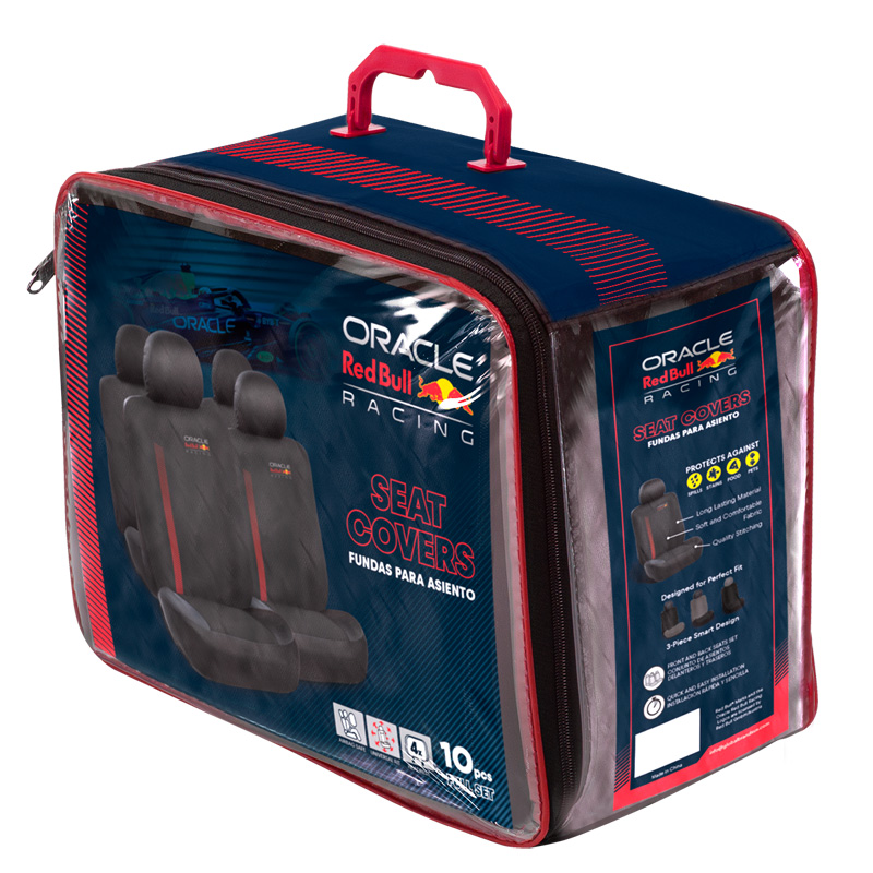 Red Bull Oracle Universele stoelhoezenset MV1 - 10-delige set - Zwart/Rood - geschikt voor Side-Airbags