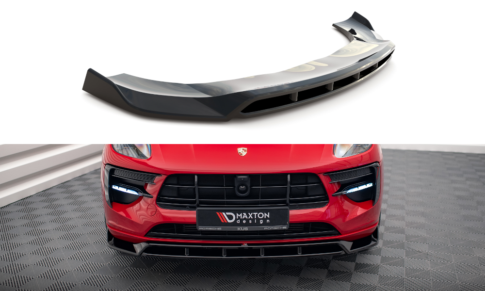 Voorspoiler V.2 Porsche Macan MK1 FL Maxton Glans Zwart