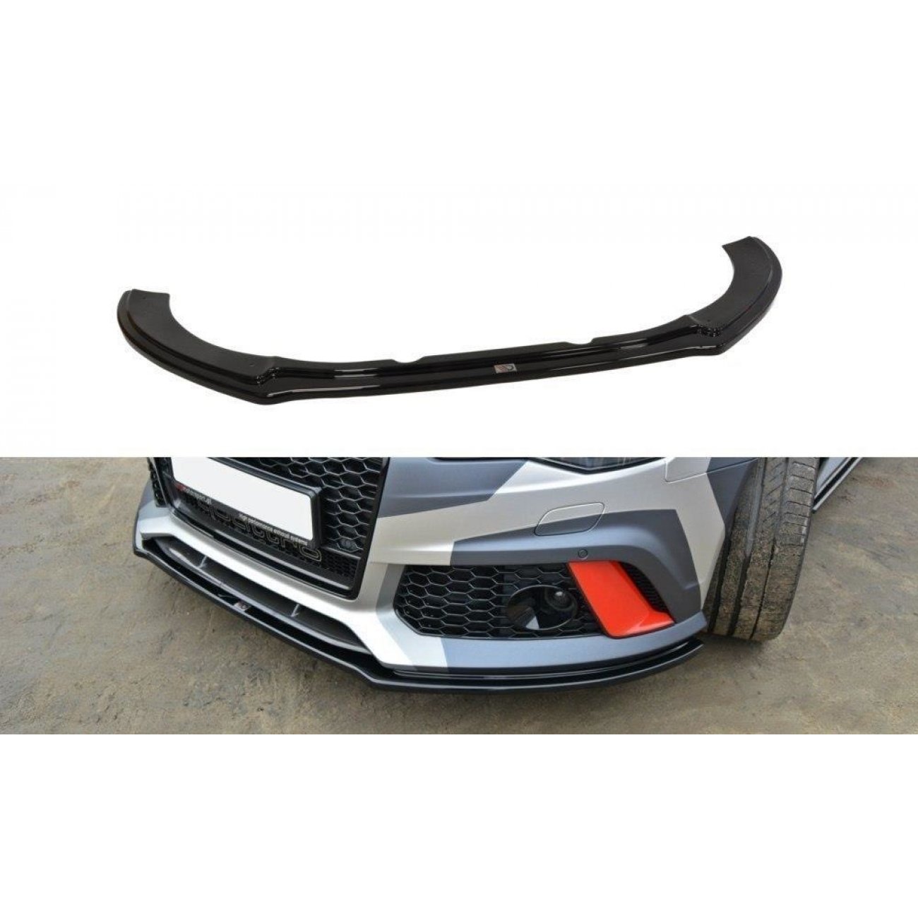 Voorspoiler V.1 Audi RS6 C7 Maxton Glans Zwart