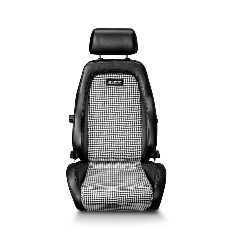 Sparco Sportstoel GT - Zwart Skai + Zwart/Wit 'Retro' Microvezel - Verstelbaar