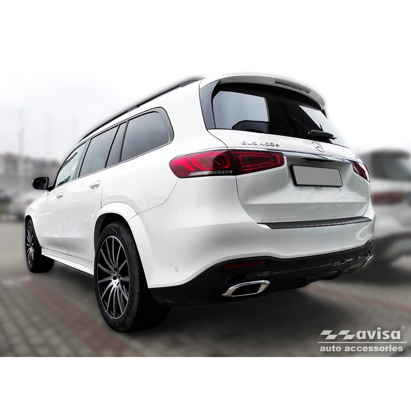 Zwart RVS Achterbumperprotector  Mercedes GLS (X167) 2019-2023 & FL 2023- 'Ribs'