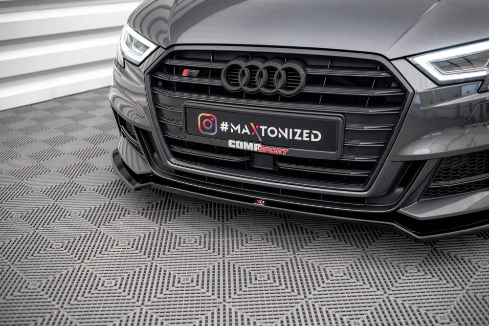 Voorspoiler V.2 Audi S3 Sportback 8V FL Maxton Glans Zwart