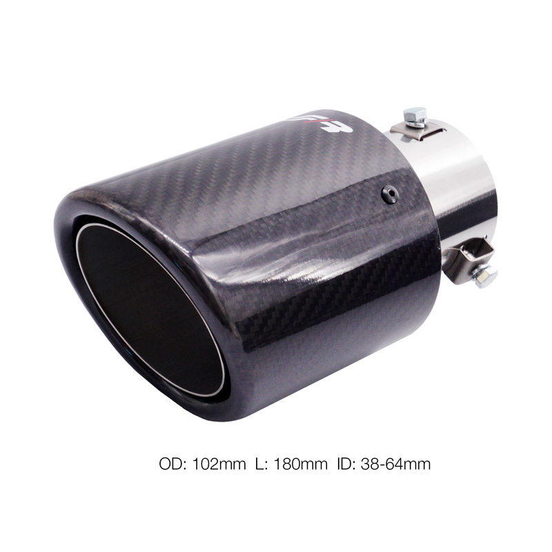 Simoni Racing Uitlaatsierstuk Rond/Schuin Glanzend-Carbon+RVS - Ø102xL180mm - Montage 38-63mm