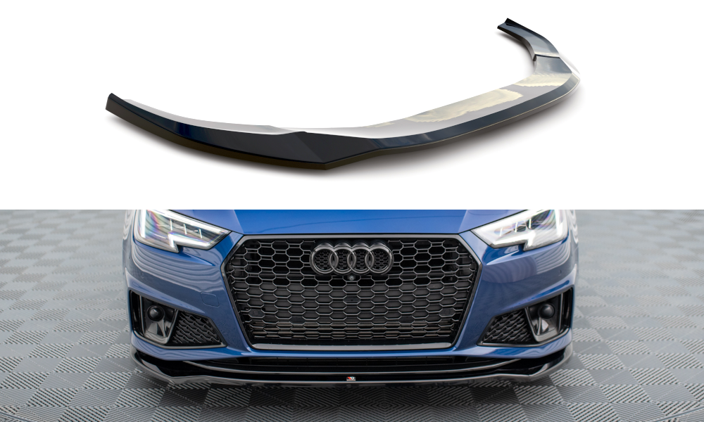 Voorspoiler V.2 Audi A4 Competition B9 FL Maxton Glans Zwart