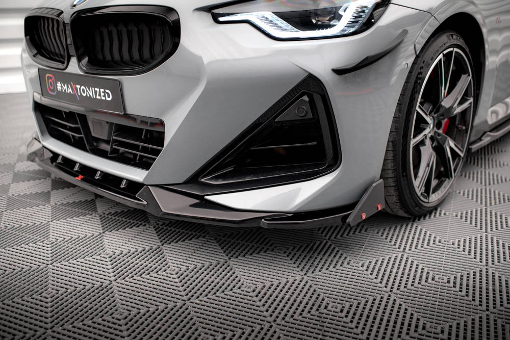 Voorspoiler V.2 met Canards BMW 2 Serie G42 Coupe M Pakket & M240i Maxton Glans Zwart