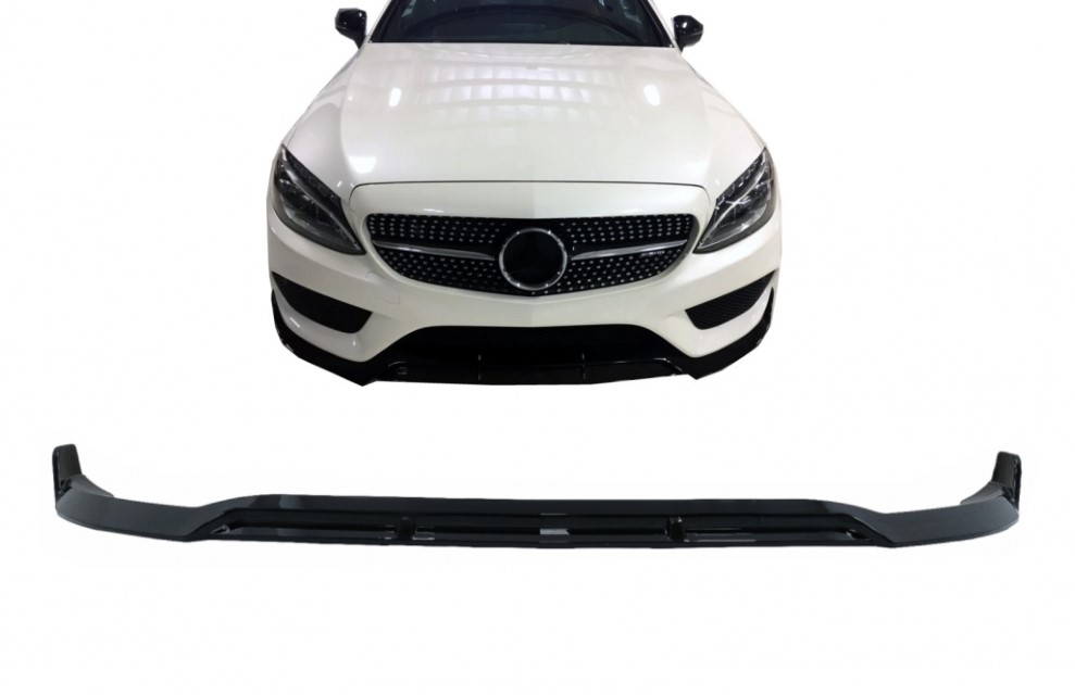 Voorspoiler Mercedes C-klasse W205 S205 C205 A205 Sport Look Glans Zwart