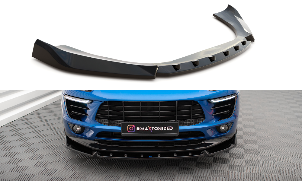 Voorspoiler V.2 Porsche Macan Mk1 Maxton Glans Zwart