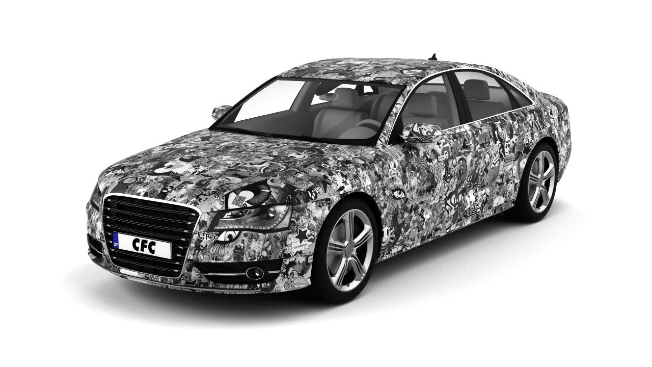Car Wrap Folie CFC Stickerbom Black/white matt 150x300cm