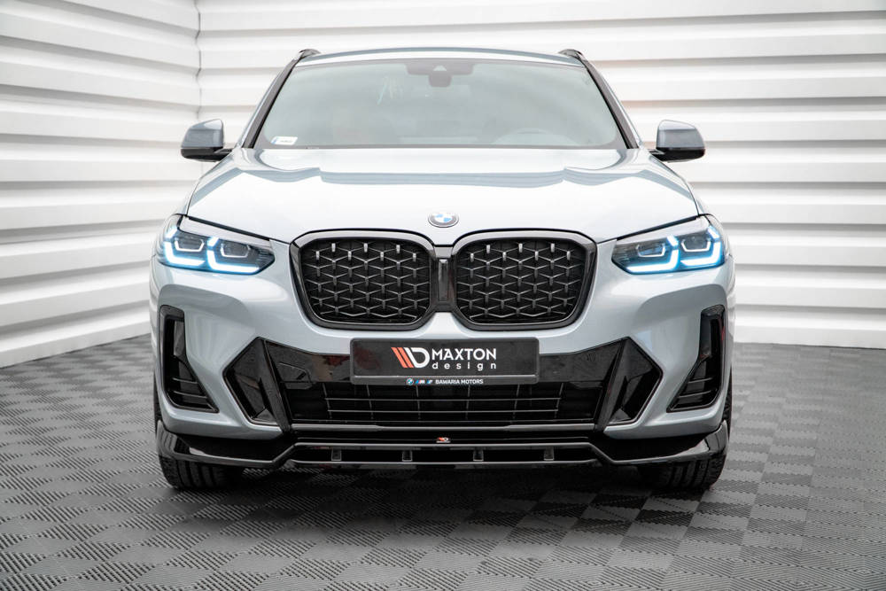 Voorspoiler V.1 BMW X4 M Pakket G02 Maxton Glans Zwart