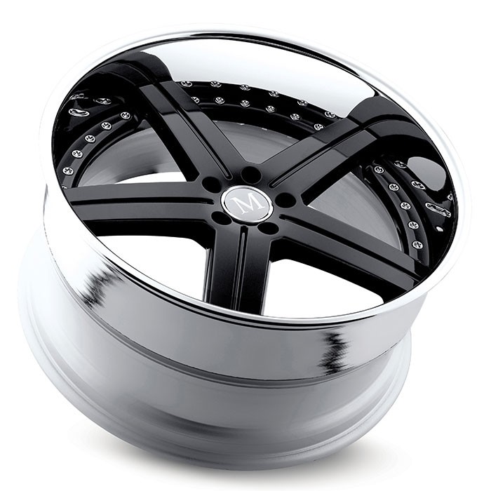Velgen Mandrus Stuttgart 22x9 5x112 ET37 Glanzend Zwart + Chrome