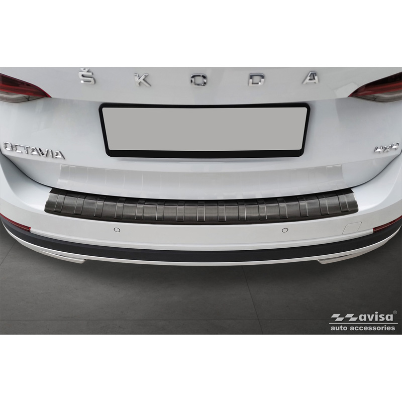 Zwart RVS Achterbumperprotector  Skoda Octavia Scout (NX5) 2020- 'Ribs'