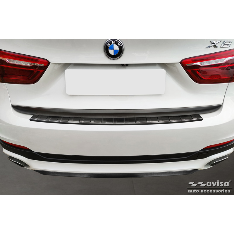 Zwart RVS Achterbumperprotector  BMW X6 F16 2014-2019 'Ribs' excl. M-Pakket