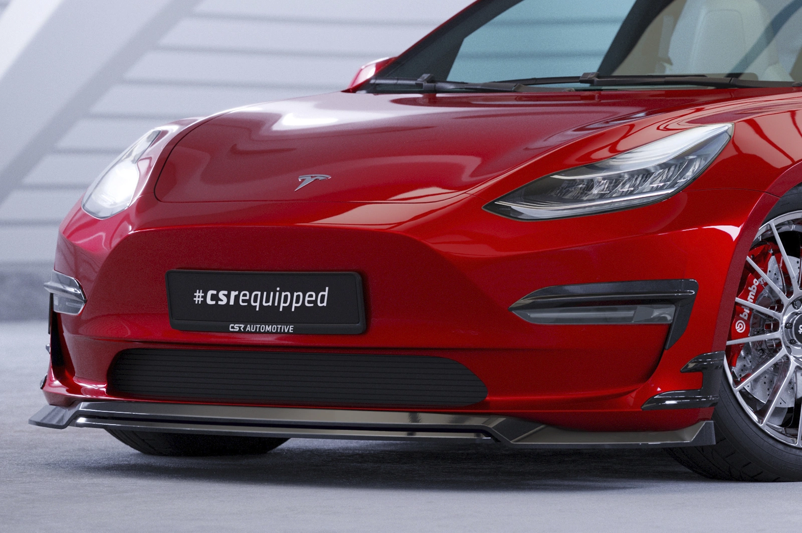 Voorspoiler Tesla Model 3 Glans Zwart (2017–09/2023 Voor Facelift) CSR