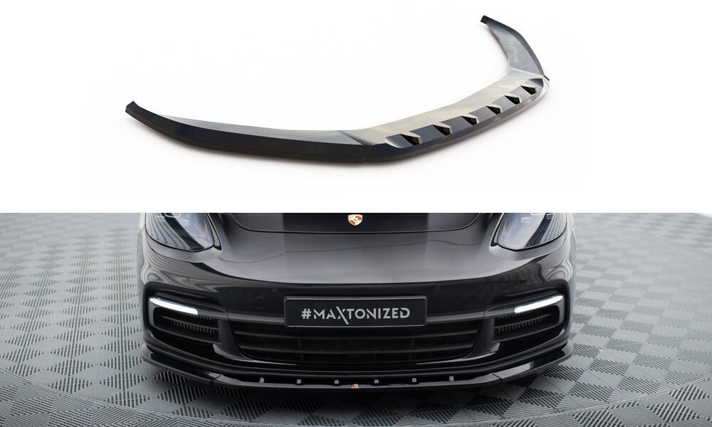 Voorspoiler V.3 Porsche Panamera E-Hybrid 971 Maxton Glans Zwart