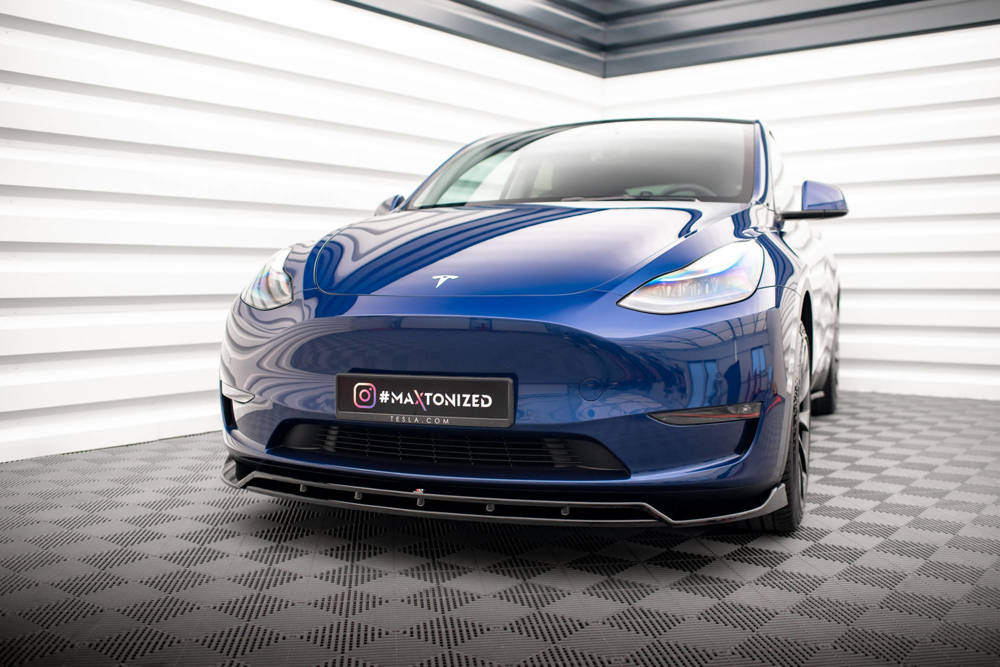 Voorspoiler V.2 Tesla Model Y Maxton Glans Zwart