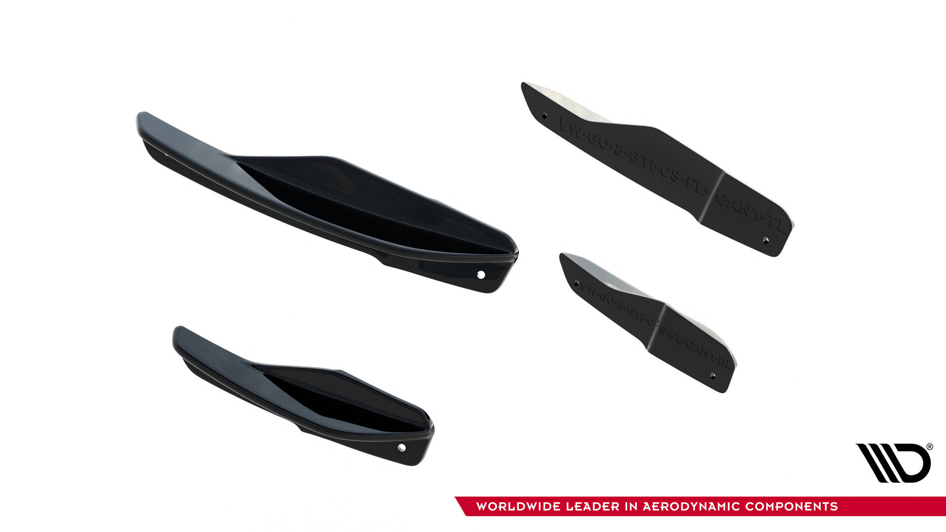 Voorbumper Wings Volkswagen Golf GTI Clubsport MK8 Facelift Maxton Glanzend zwart