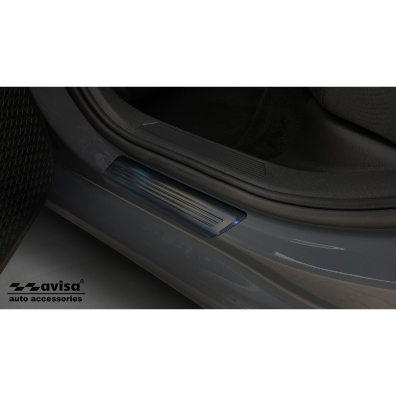 Zwart RVS Instaplijsten  Volkswagen Golf VIII HB/Variant 2020-2024 & FL 2024- Brushed Steel 'Lines' - 4-delig