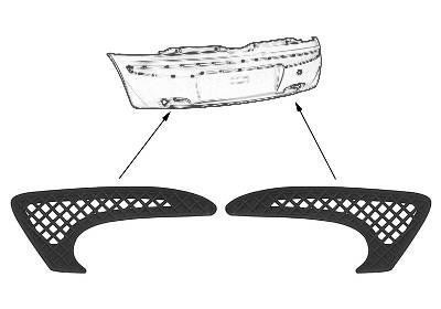 achterbumpergrille, 3 drs, links + rechts Fiat Punto, 1999-2003