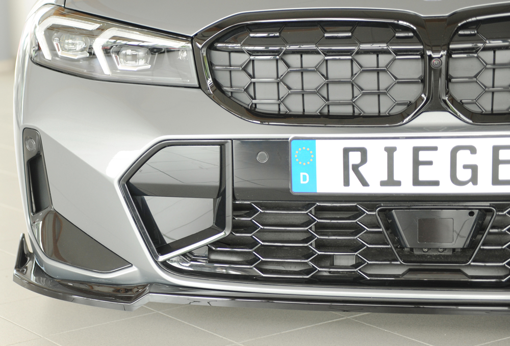 Voorspoiler BMW 3 Serie M Pakket G20 G21 FL Rieger Glans Zwart