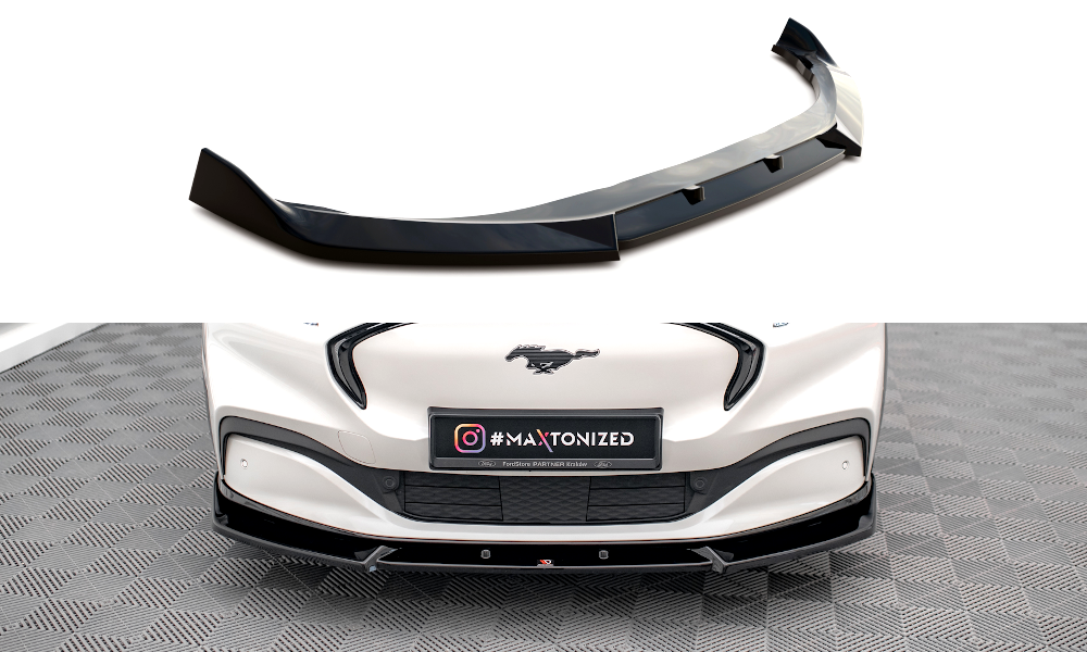 Voorspoiler V.1 Ford Mustang Mach-E Maxton Glans Zwart