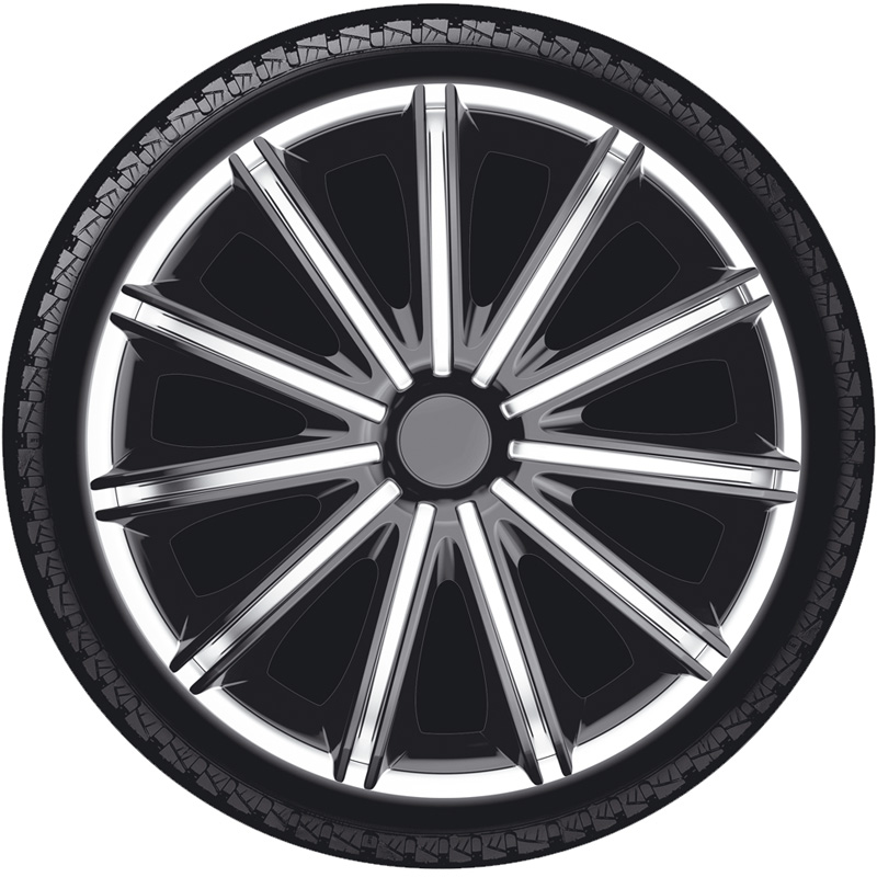 4-Delige Wieldoppenset Nero 16-inch zilver/zwart