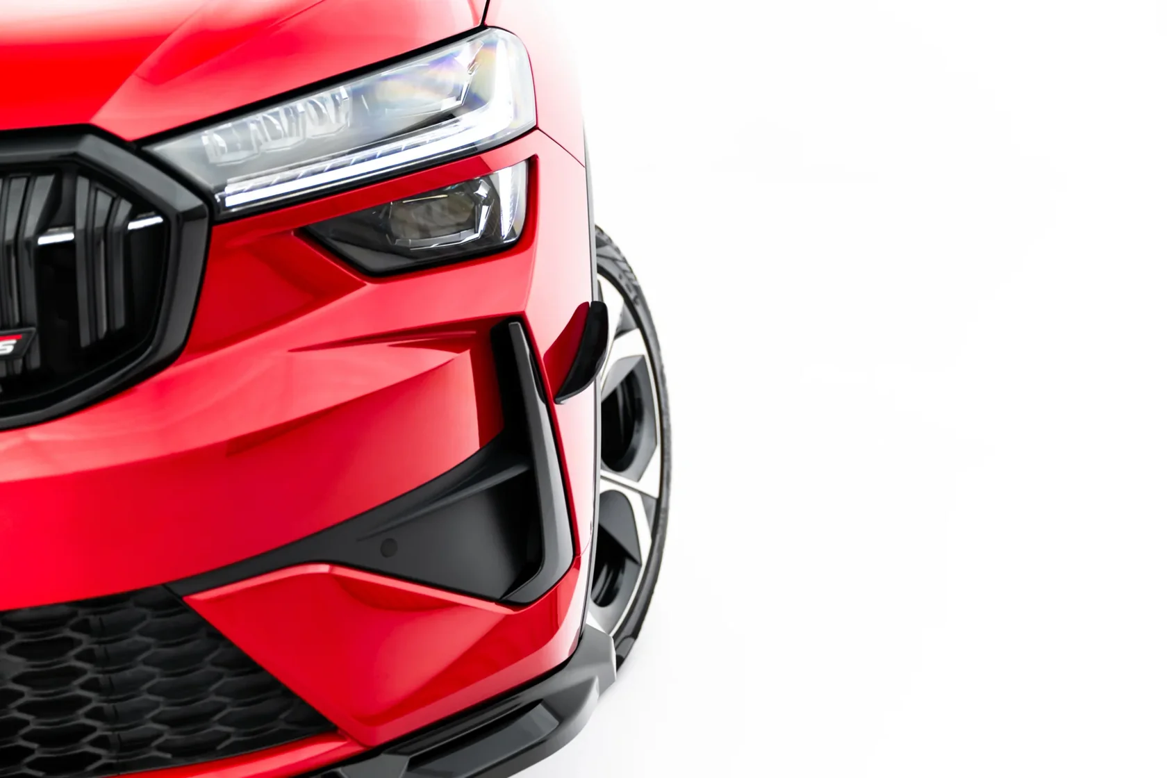 Voorbumper Wings (Canards) Skoda Kodiaq RS Mk2 Glans Zwart