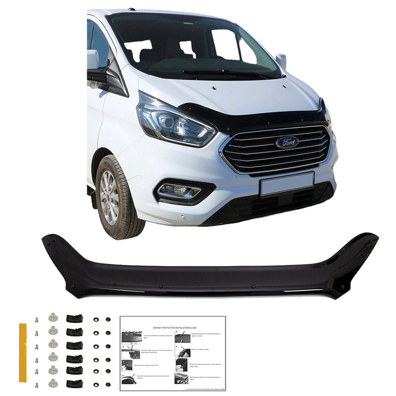 Motorkapbeschermer (steenslagcover)  Ford Transit Custom MK1 Facelift 2018-2023 - Glanzend zwart