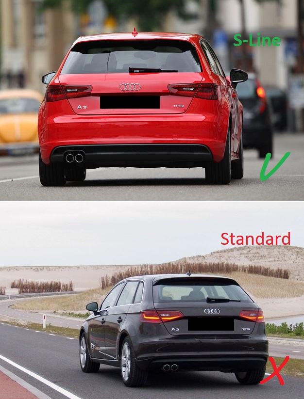 Achter Skirt Audi A3 8V 12-16 S-line Rieger ABS