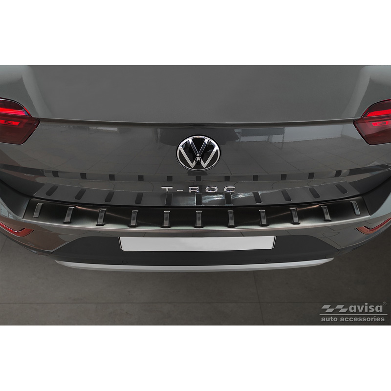 Zwart RVS Achterbumperprotector  Volkswagen T-Roc & T-Roc Cabrio 2017-2022 & Facelift 2022- 'STRONG EDITION'