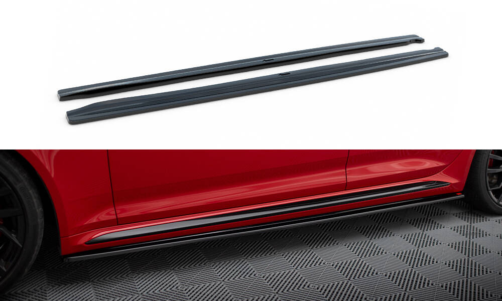 Zijskirts Audi RS4 B9 Maxton Glans Zwart