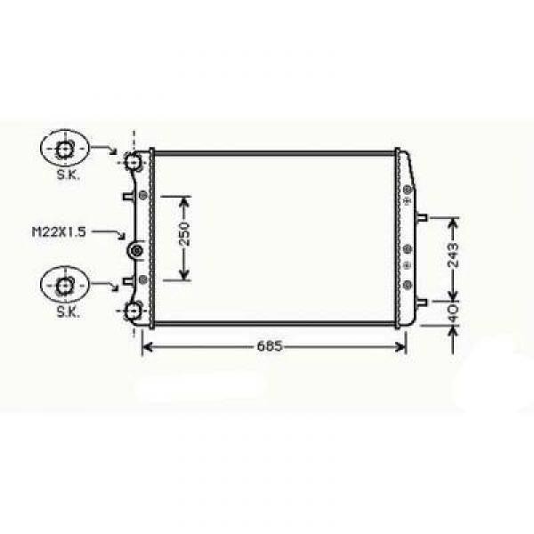 Radiator FABIA/POLO 00->> 632x395x24 1.9TDI +AC/1.4-16V +/-AC
