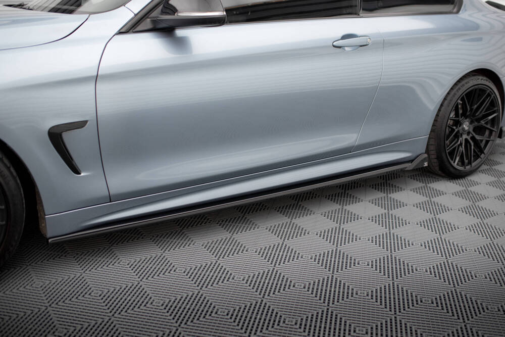 Zijskirts V.2 BMW 4 Coupe M Pakket F32 Maxton Glans Zwart