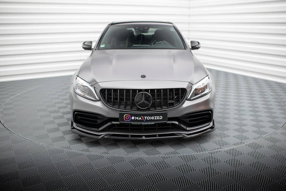 Voorspoiler V.2 Mercedes AMG C63 Sedan / Estate FL Maxton Glans Zwart