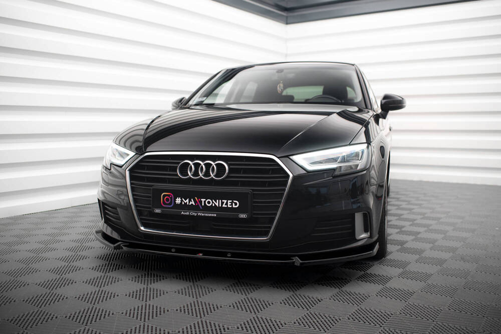 Voorspoiler V.1 Audi A3 8V Sportback FL 16-20 Maxton Glans Zwart